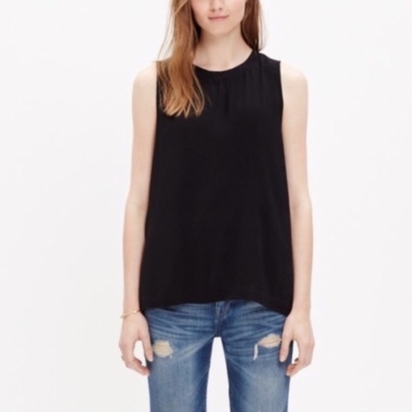 Madewell Refined Black Zip Back Tank Top. Like New - Picture 1 of 5